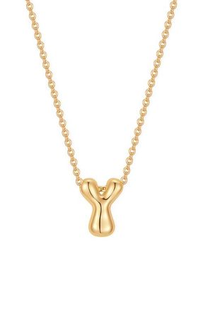 Brook & York Mini Pippa Bubble Initial Pendant Necklace in Gold Y at Nordstrom