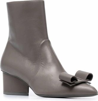 Ferragamo Womens Viva Bow Detail Boots In Grey
