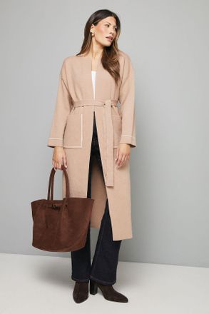 Wallis Womens Mocha Contrast Double Faced Coatigan Viscose - Size X-Large