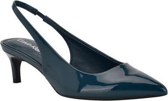 Calvin Klein Dainty Kitten Heel Pointed Toe Slingback Pump in Dark Green at Nordstrom, Size 8.5