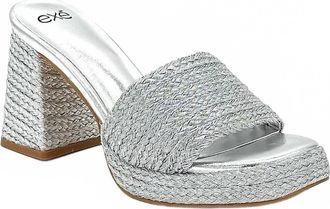 Ex&eacute; Womens Metallic Braided Block Heel Mule In Silver