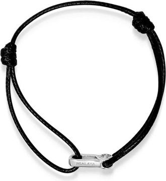 Nialaya Silver Hook Black String Bracelet at Nordstrom