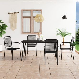 Berkfield Home 5 Piece Garden Dining Set Cotton Rope & Steel Black