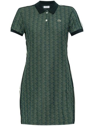 Lacoste Abito stile polo con monogramma jacquard - Verde