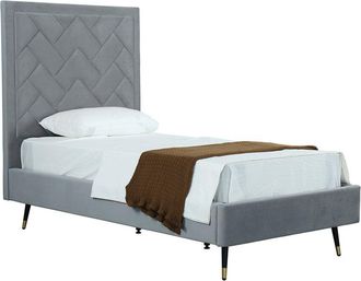Manhattan Comfort Crosby Modern Upholstered Velvet Bedframe & Headboard