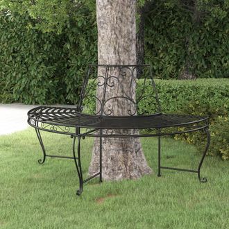vidaXL Banco De Jard&iacute;n Semicircular De Acero Negro 160 Cm Vidaxl