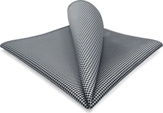 Shlax & Wing Shlax&Wing Houndstooth Black White Mens Pocket Square Silk Business Hanky