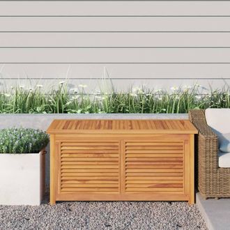 Berkfield Home Garden Storage Box with Bag 114x50x58 cm Solid Wood Teak in Brown | Size: 114 x 50 x 58 cm