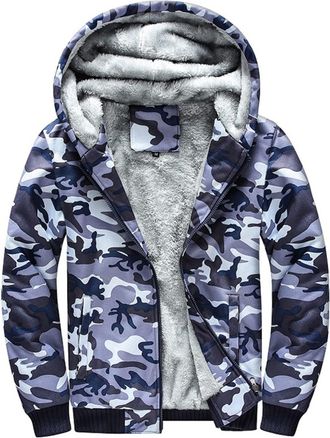 Generic RLEHJN Mens Hoodies UK Sale Clearance Warm Camouflage Jacket Casual Jumper Sweatshirts Full Zip Coat Long Sleeve Tops Comfortable Sweater with Pocket 