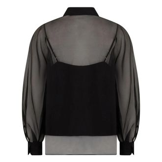 Max Mara Lange mouwen Chiffon Zijden Blouse - Dames - Overhemden - Zwart - L - Chiffon - Overhemden