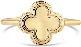 Devata Clover Ring in Gold Plated Sterling Silver in Yellow Gold at Nordstrom, Size 7