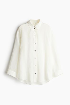 H&M Oversized Bluse aus Ramie - Weiss