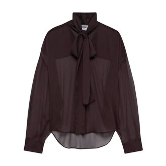 Msgm Camisa de crep&eacute; - Blouses & Shirts - Mujer - Marr&oacute;n - S