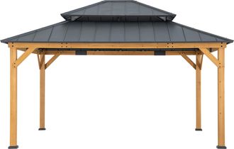 Sunjoy Direct Cenador De Madera De Cedro Trivor - 390cm X 450cm, Antracita