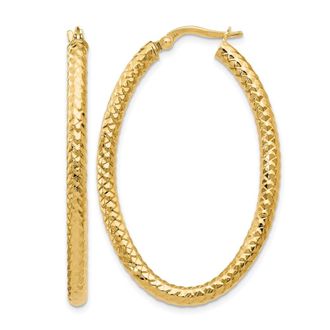 Diamond2Deal 14K Yellow Gold Polished and Textured Hoop Earrings 42mm