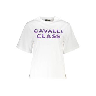Cavalli Womens Printed Cotton Tshirt - White - Size X-Small