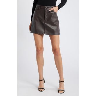 Good American Faux Leather Miniskirt in Bark003 at Nordstrom Rack, Size 14