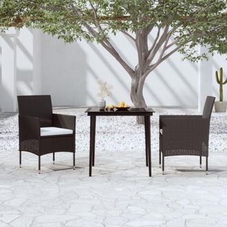 vidaXL Juego De Comedor De Jard&iacute;n 3 Piezas Con Cojines Negro Vidaxl