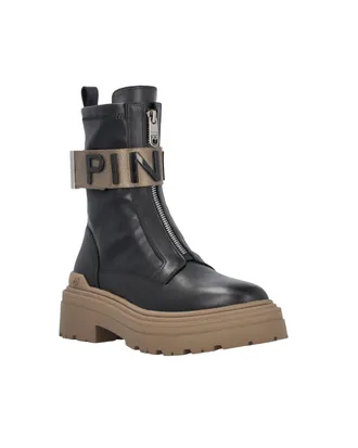 Pinko Leather Platform Ankle Boot - Black
