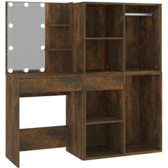 vidaXL Vidaxl - Toeletta con led e Armadietti Rovere Fumo in Legno Multistrato