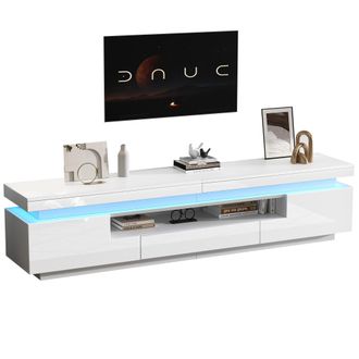 STILVORA Mueble Tv Con 2 Puertas, 1 Caj&oacute;n Y Hueco Semiabierto, Led, Acabado Brillante Para Sal&oacute;n 175&times;38&times;45 Cm