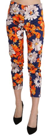 Lanacaprina Floral Print Skinny Slim Fit Trousers Womens Pants