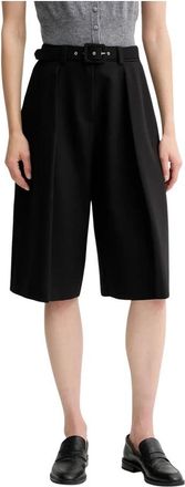 Simona Corsellini Culotte met ceintuur - Dames - Korte Broeken - Zwart - M - Leer - Korte Broeken