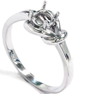 Pompeii3 14K White Gold Knot Solitaire Engagement Ring Setting Size Selectable