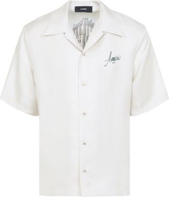 Amiri Hotel Bowling White Silk Shirt