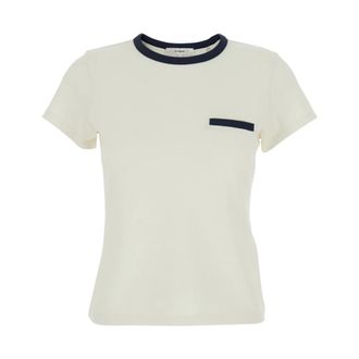 Frame Denim T-Shirts, female, White, Size: L Pique Baby Tee