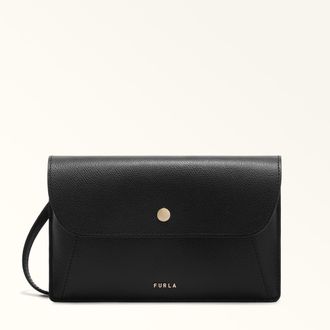 Furla Lea Pouch Xl Nero Black Textured Leather Woman
