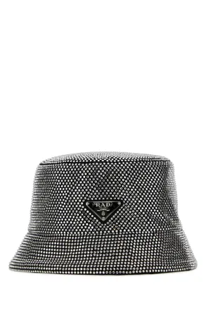 Prada Womens Embellished Fabric Bucket Hat Cristal Cappelli E Fasce Per Capelli