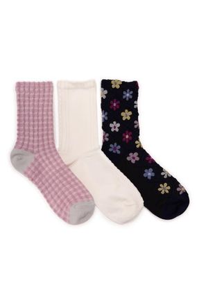 Muk Luks Assorted 3-Pack Cotton Blend Crew Socks in Pink at Nordstrom