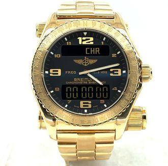 Breitling Pre-owned Breitling Emergency Perpetual Alarm GMT Quartz Analog-Digital Chronometer Black Dial Mens Watch K76321