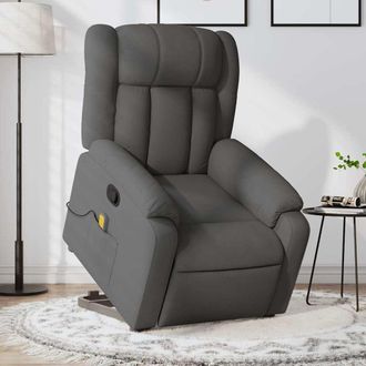 vidaXL Silla De Masaje Reclinable De Pie De Tela Gris Oscuro Vidaxl