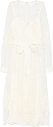 Elie Saab Midi-jurk met ceintuur - Wit