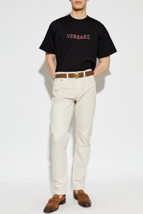 Versace T-shirt With Logo, Mens, Black