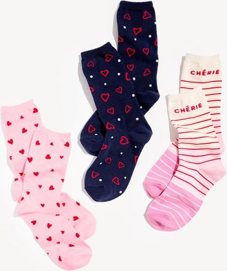Talbots Valentine Trouser Socks 3 Pack Gift Set - Pink Dogwood - 001 Talbots