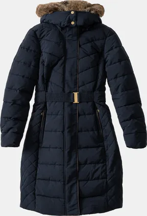 Joules Womens Aspen Long Parka in Dark Blue - Size 14 UK