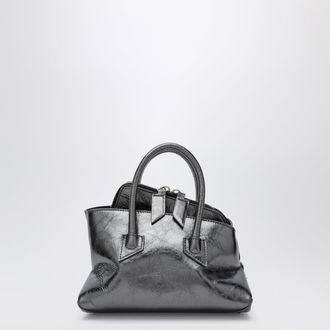 The Attico La Passeggiata Mini dark grey cracked laminated leather bag