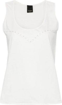 Pinko eyelet-detail cotton T-shirt - women - Cotton/Viscose/Brass - M - White