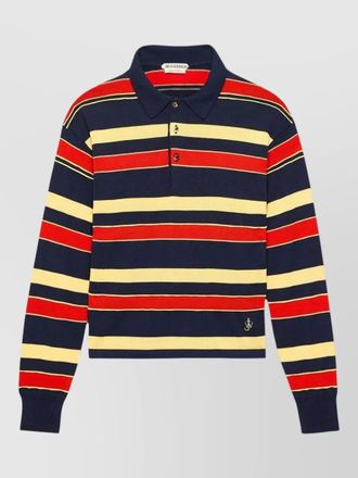 J.W.Anderson striped cotton blend long sleeve polo