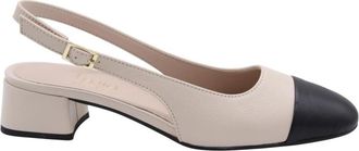 &Egrave; Mia Slingback Sandalen met Sichote Detail - Dames - Pumps - Beige - 37 EU - Schoenen