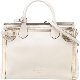 Burberry Pre-owned Handbags, female, White, Size: ONE SIZE Pre-owned Leather Tote