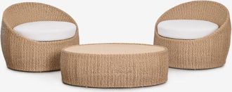 Sklum Conjunto De Jard&iacute;n Con 2 Sillones Y Mesa De Centro En Madera De Acacia Y Rat&aacute;n Clarnyx Sklum