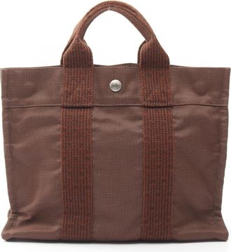 Herm&egrave;s Brown Nylon Canvas Tote Bag (Pre-Owned)