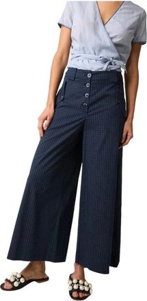Alessia Santi Palazzo Pantalon - Dames - Wijde Broeken - Blauw - S - Katoen - Broeken
