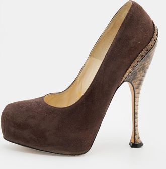 Brian Atwood Brown Suede Platform Pumps