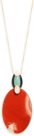 Zimmermann Plume Long Pendant Necklace in Gold/dark Red at Nordstrom