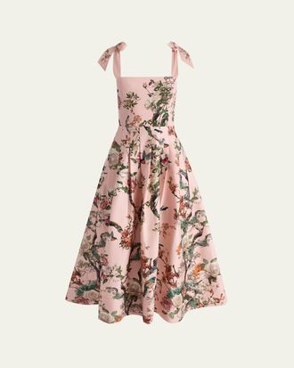 Alice & Olivia Hana Floral Tie-Shoulder Maxi Dress